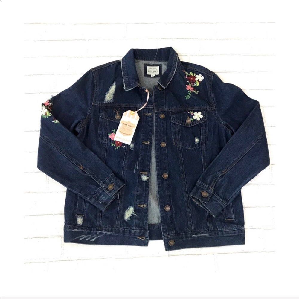 WAX JEAN | Embroidered Distressed Jacket Size Med